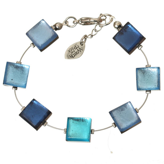 Watch this Space Bracelet, Square Buttons Collection, Ocean/Silver