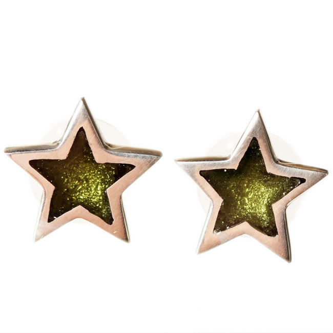 Watch this Space Stud Earrings from the Pewter Stars Collection, Olive