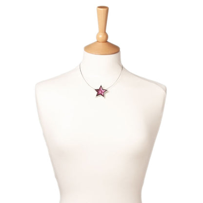 Watch this Space Pendant Necklace from the Pewter Stars Collection, Pink