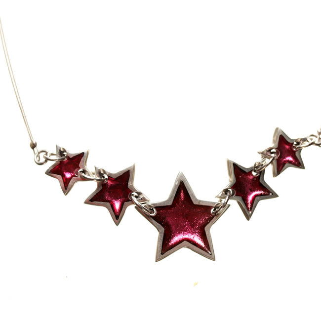 Watch this Space Necklace from the Pewter Stars Collection, Pink