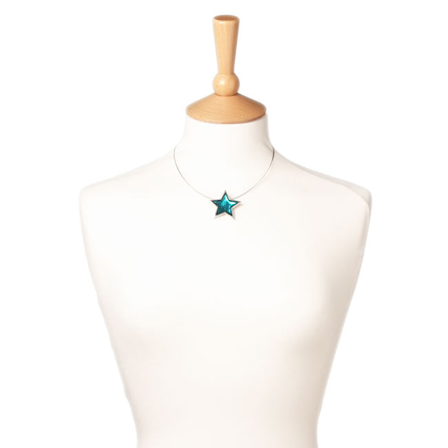 Watch this Space Pendant Necklace from the Pewter Stars Collection, Turquoise