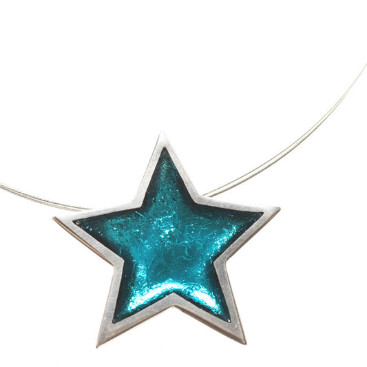 Watch this Space Pendant Necklace from the Pewter Stars Collection, Turquoise